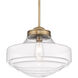 Ingalls 1 Light 16 inch Modern Brass Pendant Ceiling Light in Clear Glass, Large